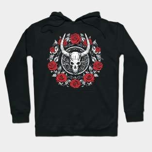 Western Country Music Girl Red Roses Bull Skull Hoodie